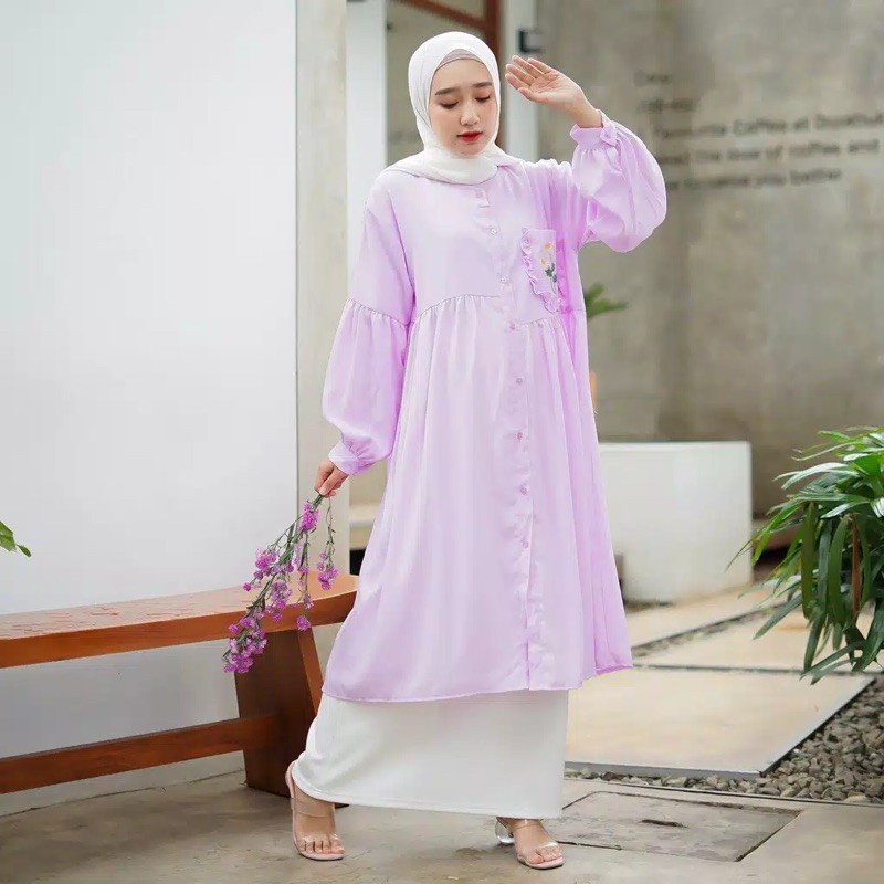 (MSB) TUNIK BAHARI BORDIR DAILY BUSUI WANITA TUNIK MOSCREPE PREMIUM