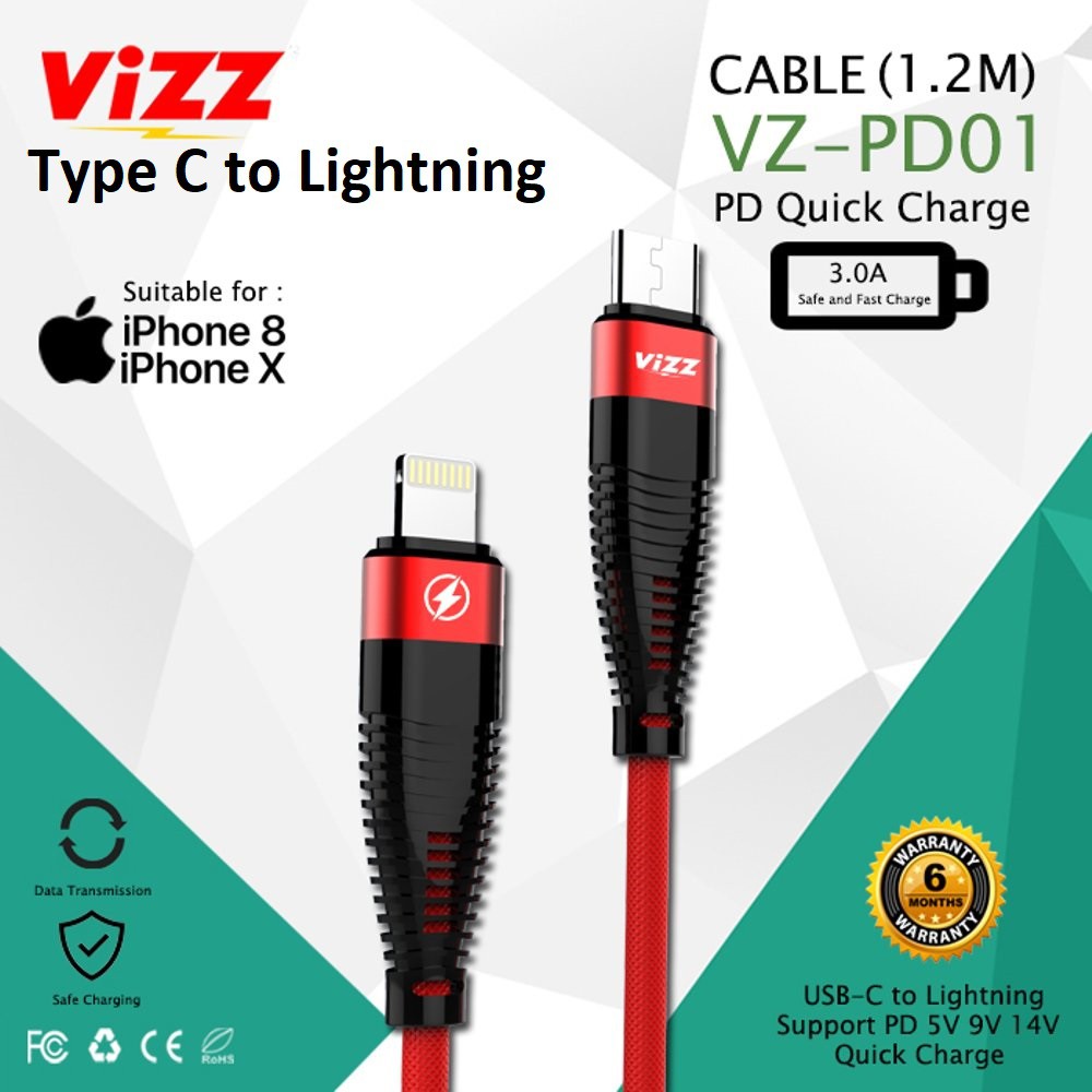 Vizz Original Kabel Type C To Lightning VZ-PD01 VZPD01 Tipe C