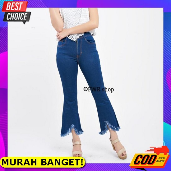 Celana Cutbray Belah//Celana Wanita Cutbray Import//Celana Jeans Cutbr Fwr - Celana Jeans Wanita Ce