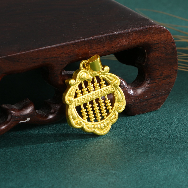 Kalung Dengan Liontin Abacus Sempoa Emas Asli Kadar 375Gaya Korea Untuk Wanita