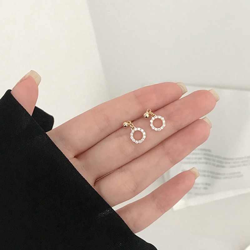 [ACKER] Anting Stud Berlian Imitasi Penuh Geometris Bergaya Untuk Wanita