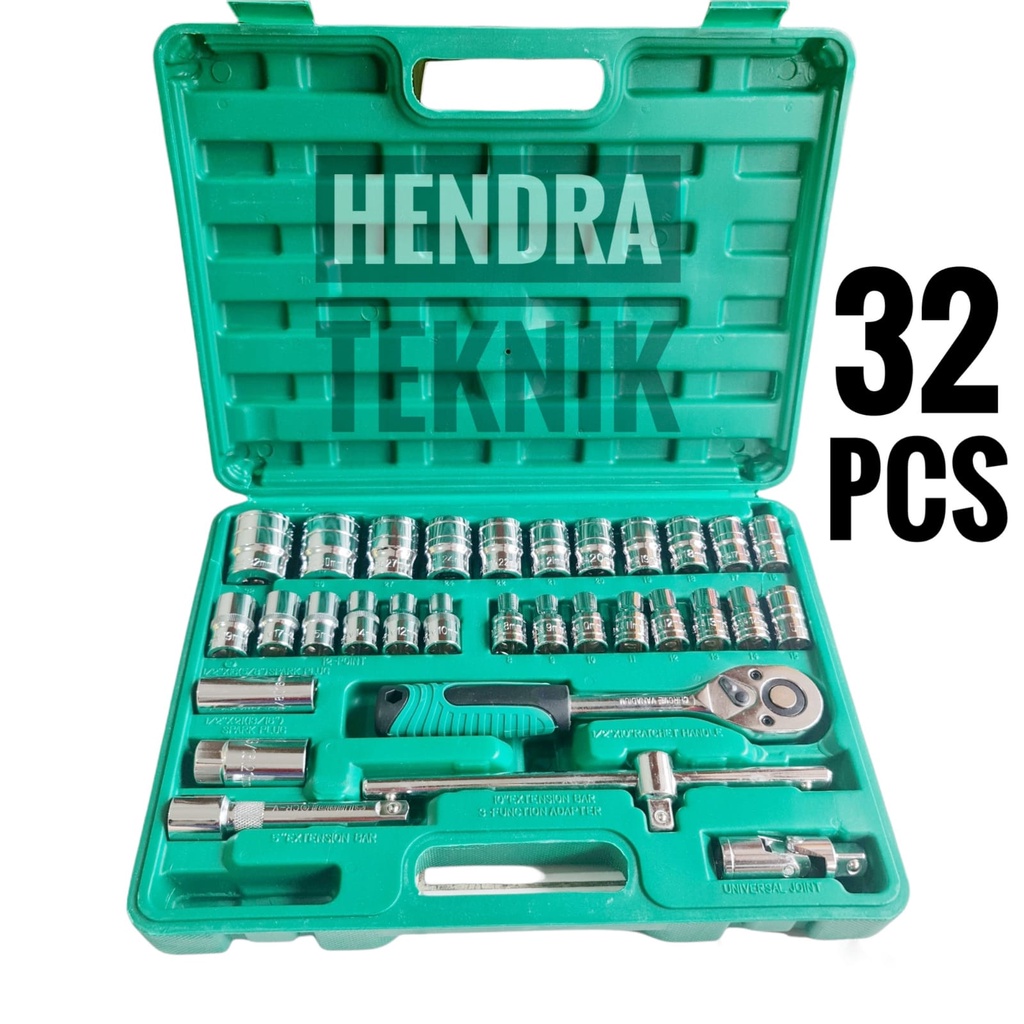 KUNCI SOK 32PCS KUNCI SOCK SET LENGKAP RATCHET SOCKET SET 32 PCS MURAH ALAT BENGKEL