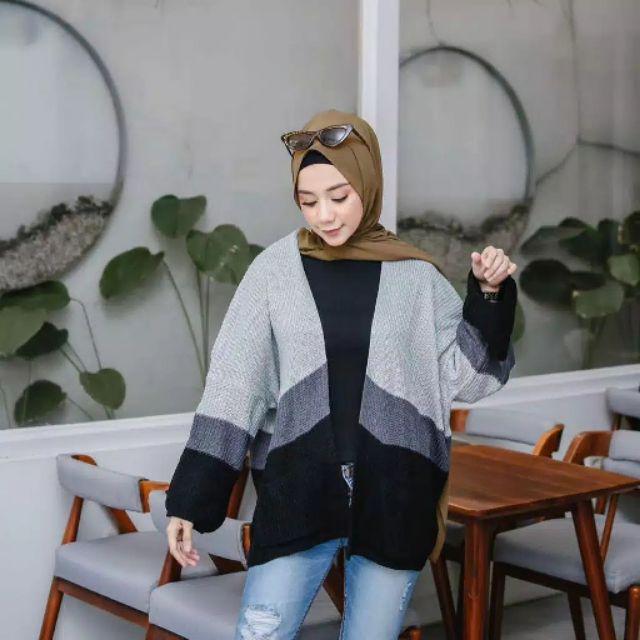 CAMEROON CARDY OVERSIZE / cardy rajut wanita / korean style-Hitam