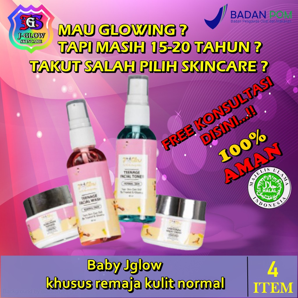 Jglow Skincare Baby Jglow khusus remaja kulit normal Skin Care Acne Penghilang Jerawat BPOM