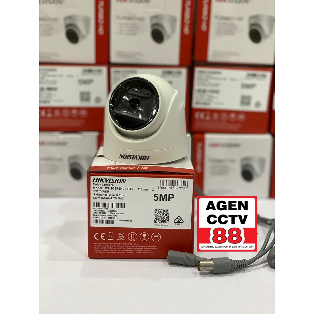 Kamera CCTV Indoor HIKVISION DS-2CE76H0T-ITPF 5MP Promo Bonus 2 BNC