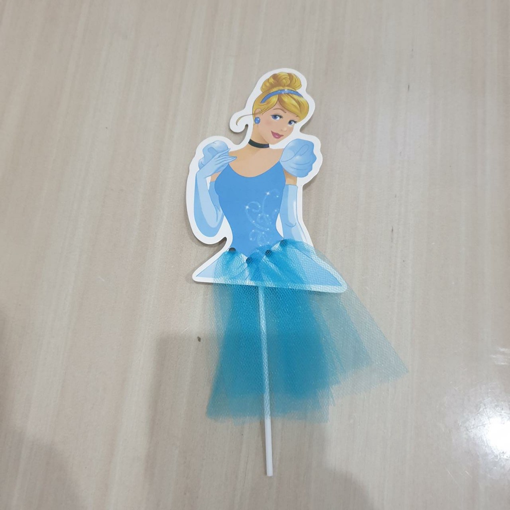Toper Tusukan Topper Kue Birthday Ultah Snow White Elsa Cinderella