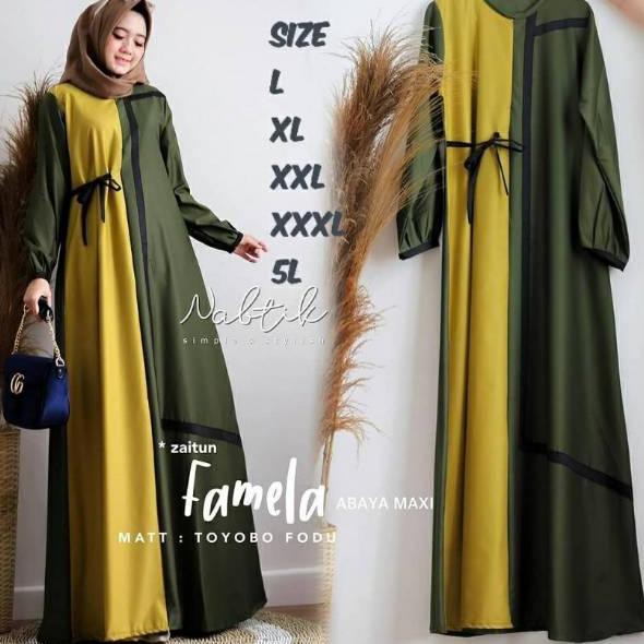 Diskon Promo NAYH9 gamis jumbo ukuran L XL XXL XXXL XXXXL LD 100 110 120 130 140 Famela Nabtik 37 Ba