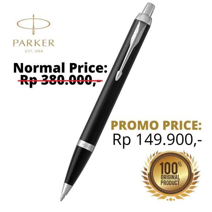 

TERBARU [ORIGINAL] Parker IM Black Retractable Ballpoint with Chrome Trim