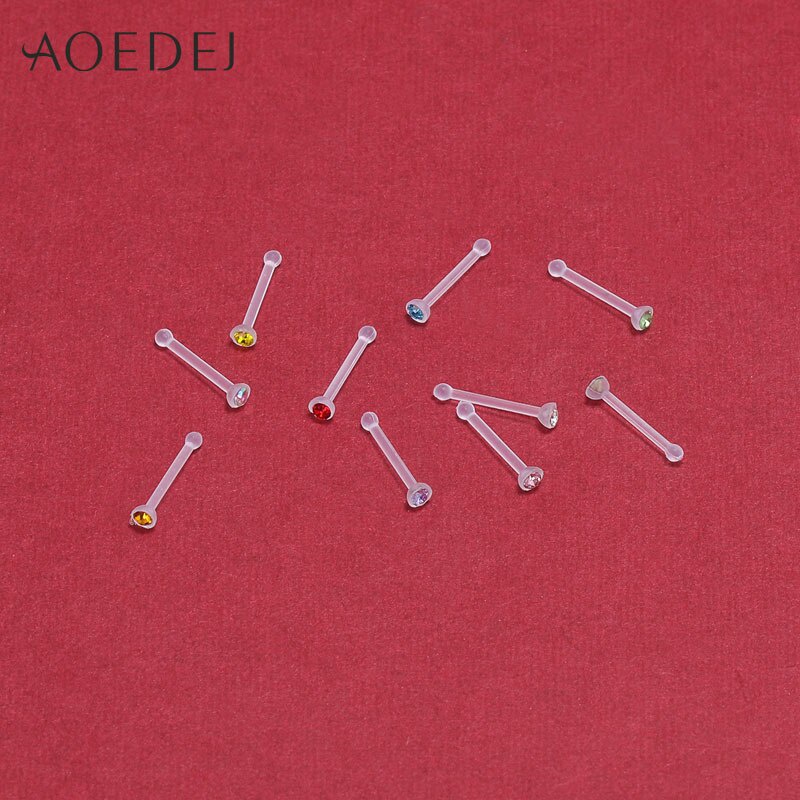 10pcs Anting Tindik Telinga / Hidung / Tubuh Bentuk Barbel Bahan Akrilik Transparan