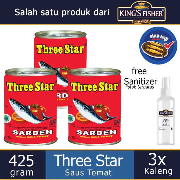 

f0fbfe00 Paket 3 Pcs Three Star Sarden Mini Saus Tomat Makanan Kaleng 425 G Ds1Gk