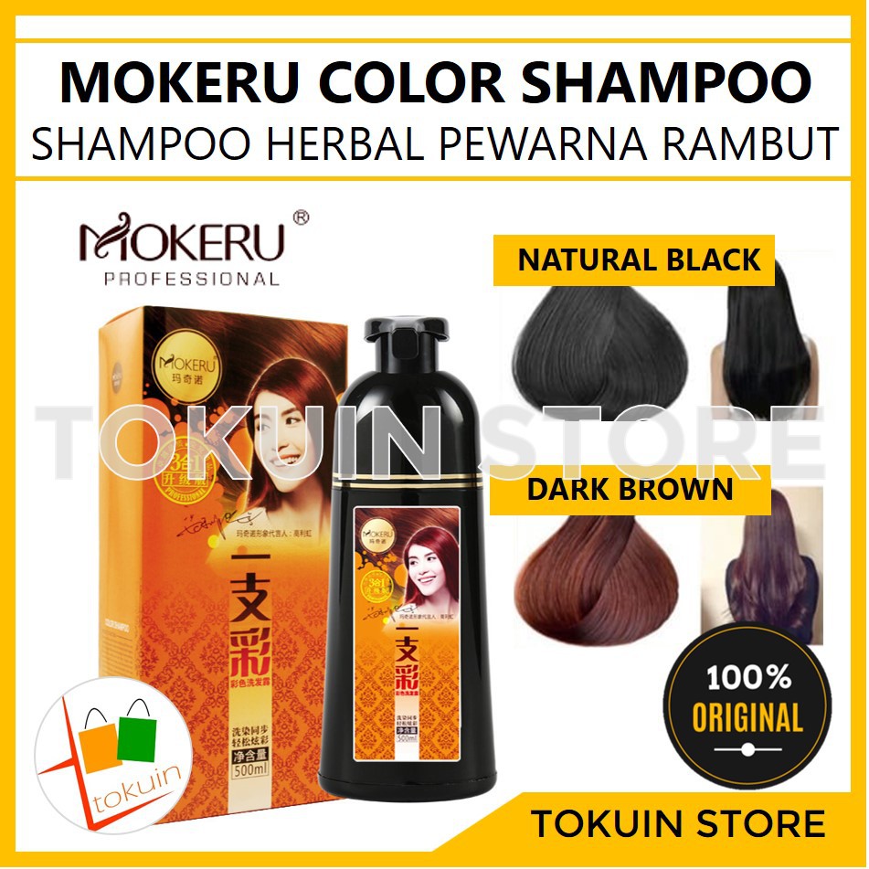 Mokeru Shampoo Semir Herbal Hair Shampoo Warna Pewarna Cat Rambut