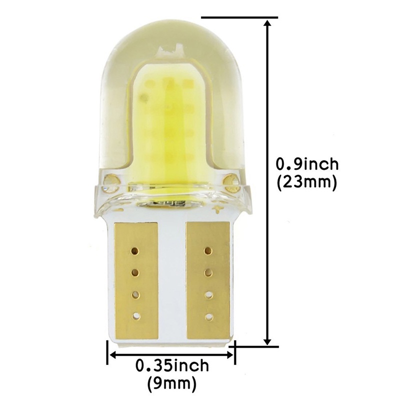 10pcs Lampu LED T10 194 W5W COB Bahan Silikon Untuk Pintu Mobil