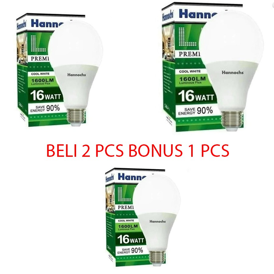 Hannochs Premier Lampu Led 16 Watt Beli 2 Pcs Bonus 1 - Putih