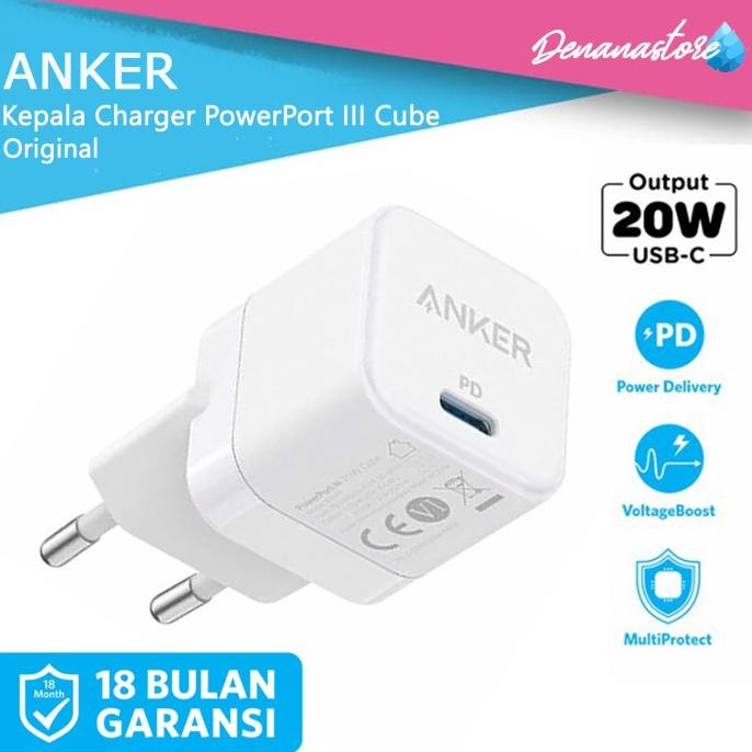 Kepala Charger Adapter iPhone PowerPort III Nano 20W IQ3.0 USB-C Anker