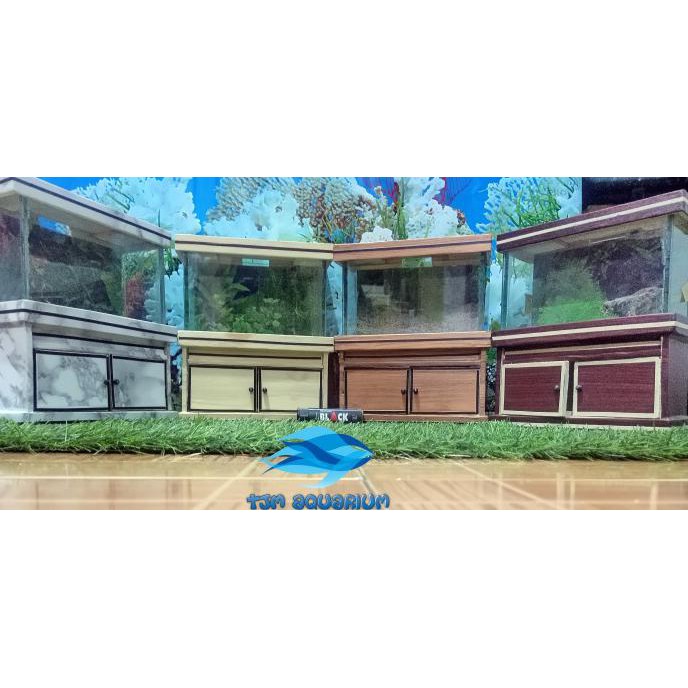 |Terbaru| Aquarium Mini Set + Kabinet / Aquarium Ikan Cupang - Kayu Merah Tua |Promo