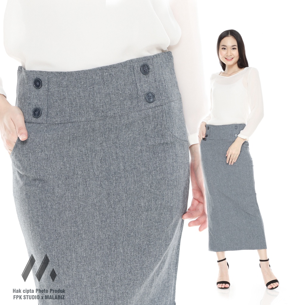 GERALDINE Rok Formal Korea Wanita Kelas Bisnis Bahan Untuk Kerja Wanita Karir Kantoran Malabiz Rok kerja abu abu Rok Kantro Rok basic Rok Standar Rok A