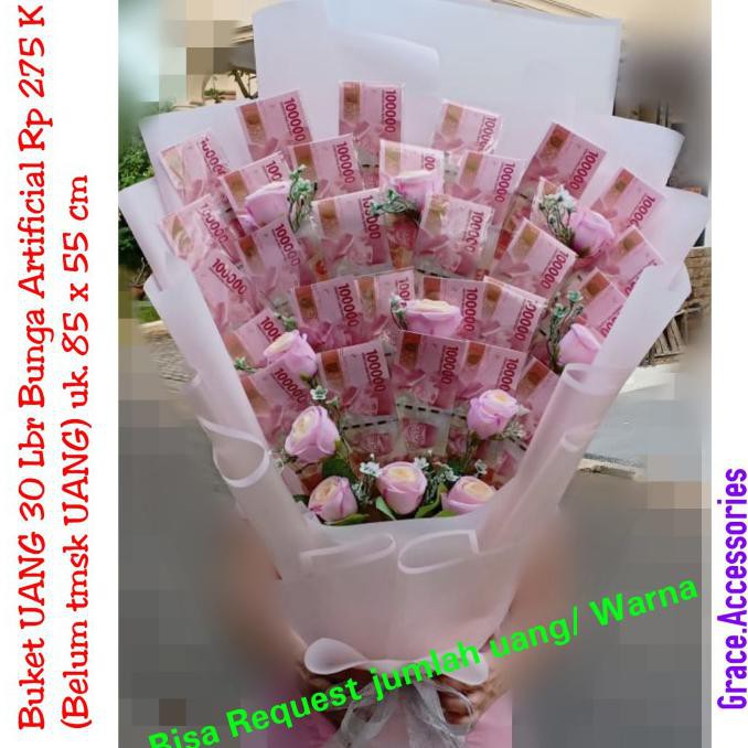

Buket uang 30 lbr bunga kado hadiah ulangtahun wisuda anniversary