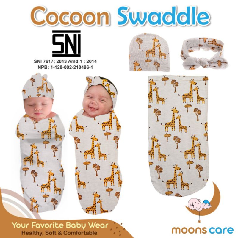 SNI Bedong Instan Cocoon Motif Dita Moons care || Bedong Bayi Instan Motif 1 Layers