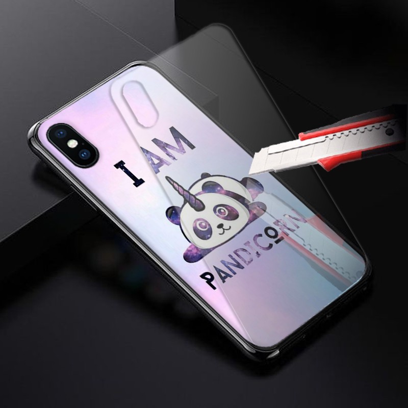 [K51] SoftCase Glass Panda For Oppo Vivo Xiaomi Samsung Iphone Realme a52 a91 a92 a12 a31