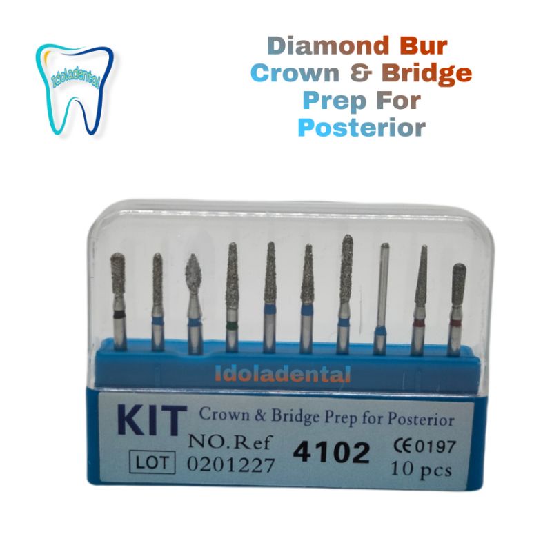Dental Diamond Bur Preparasi Crown Bridge For Posterior
