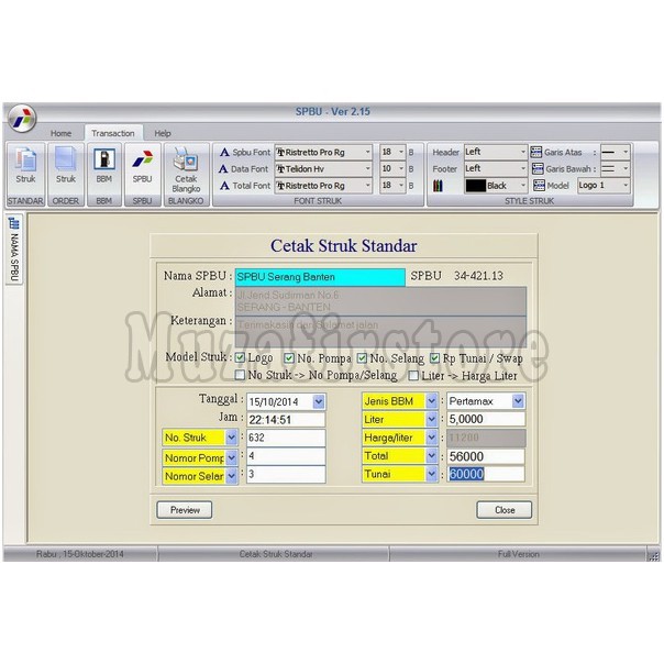 Software Struk SPBU Full Version / Program Struk Bensin SPBU