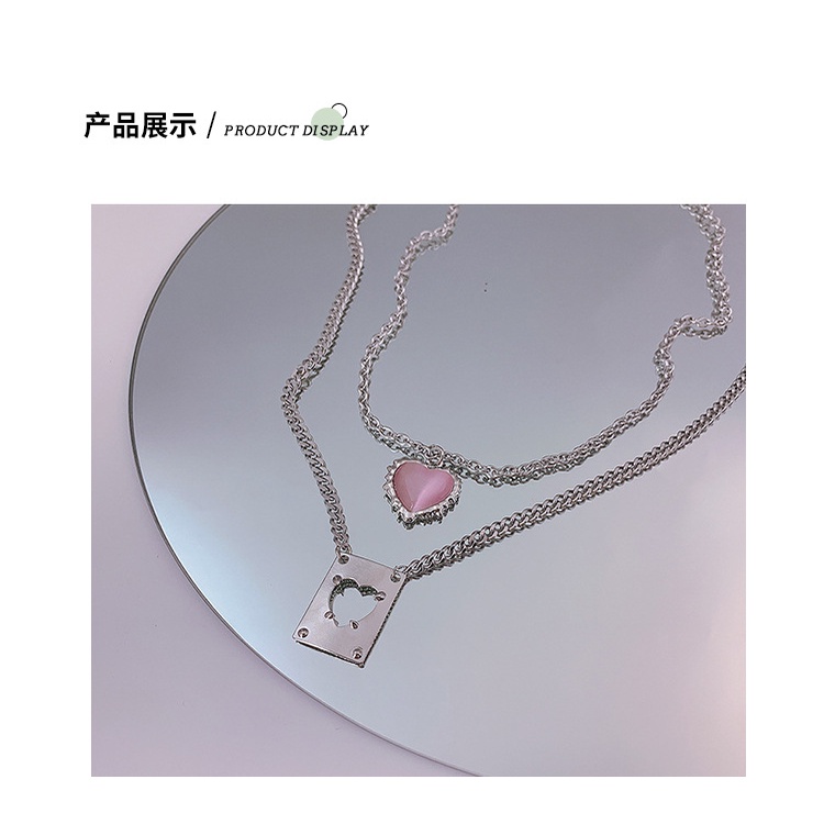 Jepang dan Korea gaya Cinta crystal double-layer kalung untuk wanita ins gaya dingin niche desain ho