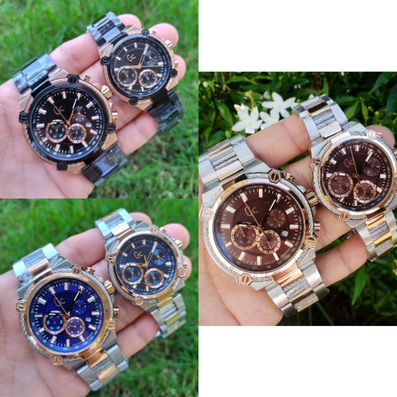 JAM TANGAN PRIA WANITA | RANTAI | KULIT | KARET | MURAH | GUESS COLLECTION COUPLE ALL STEEL COMBI OR