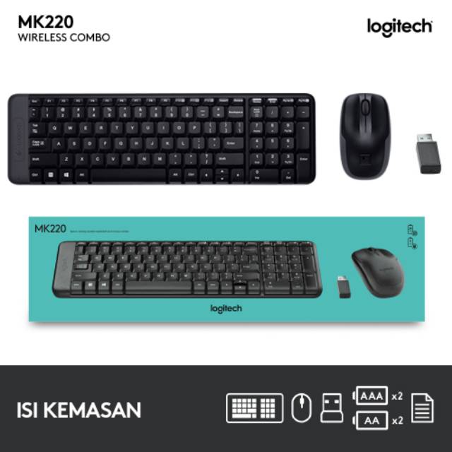 KEYBOARD MOUSE WIRELESS LOGITECH MK220 MK 220 ORIGINAL GARANSI RESMI