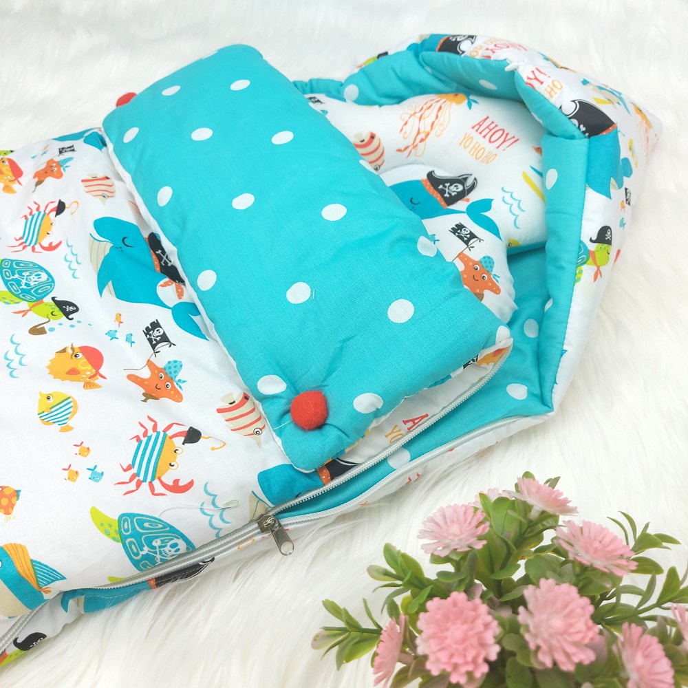 Baby Sleeping Bag + Bantal Peyang Tempat Tidur Bayi Selimut Bayi Motif