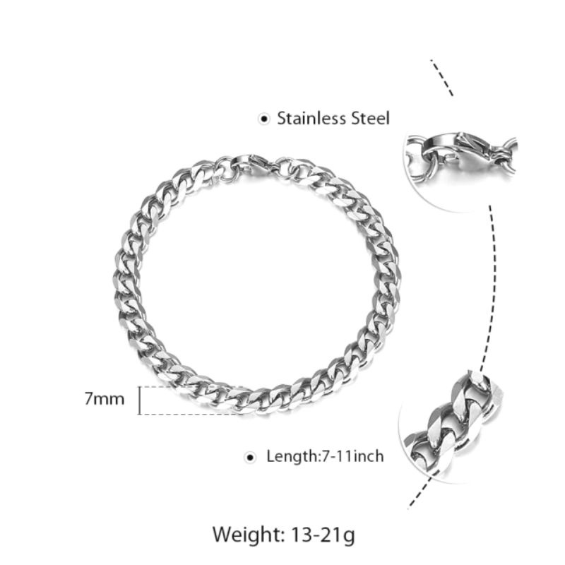 Gelang titanium rantai sedang pria antikarat kasual