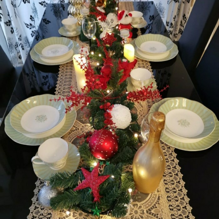Natal-Hiasan- Garland Natal Daun Lilit Kawat Daun Natal Hijau Hiasan Daun Tangga -Hiasan-Natal.