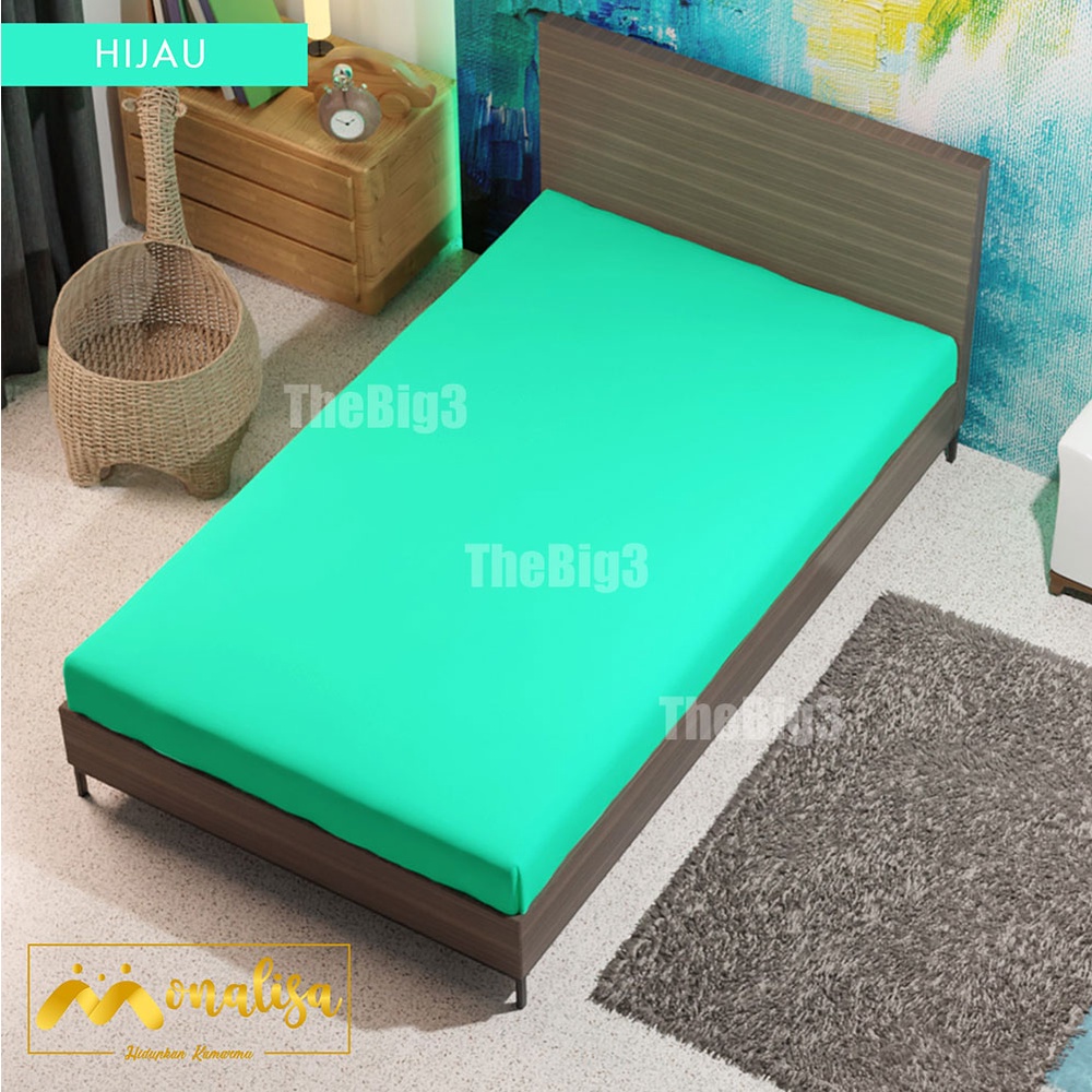 Sprei Waterproof 120x200 MONALISA - anti ompol air water proof polos - 120 Single Size - SP-Hijau