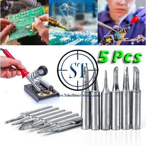 5 Pcs Mata Solder Tip Hakko 900M-T For Soldering Iron Adjustable Tool 936 5 in 1 Ujung Solder Station Silver isi 5pcs