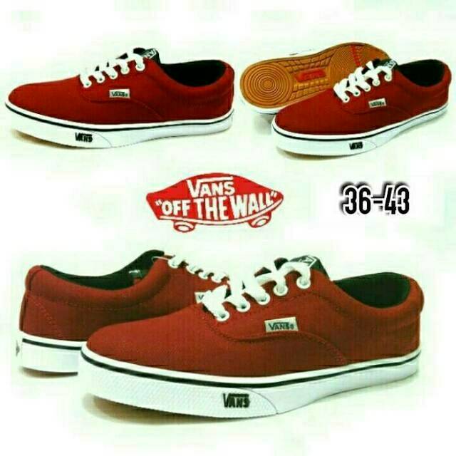 Vans authentic merah maroon cewek cowok