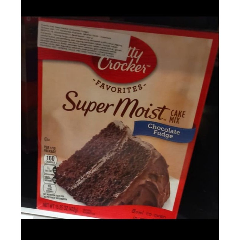 

Betty crokers super moist chocolate fudge 432gr tepung