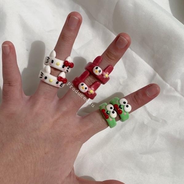[SLL.20Au22м] SANRIO CLAY RINGS (v2) // KEROPI CLAY RING//MY MELODY CLAY RING//HELLO KITTY CLAY RING