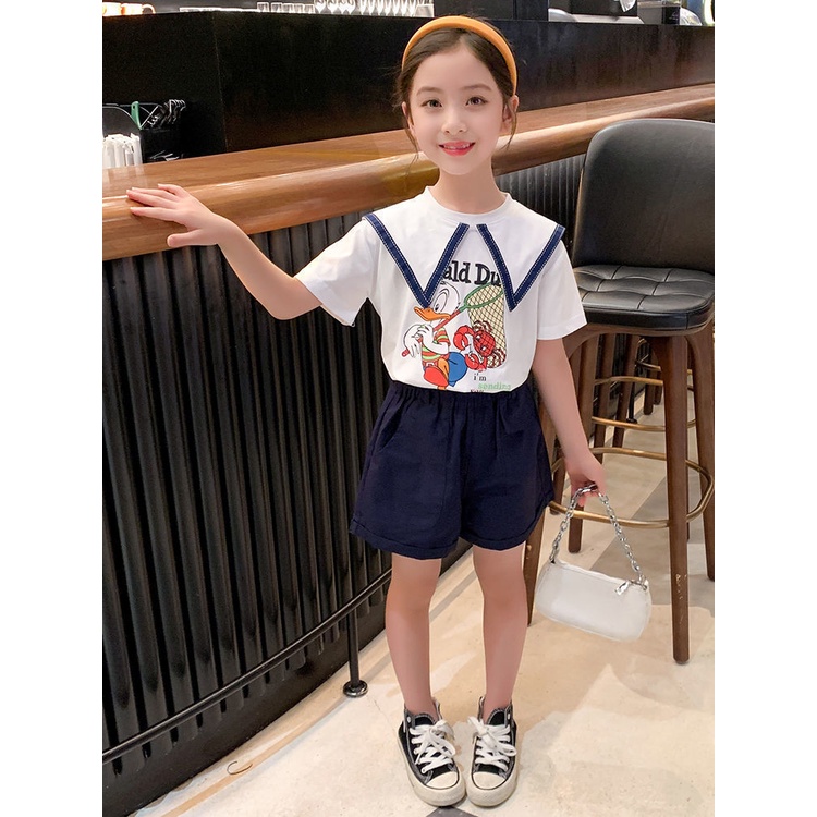 Stelan Baju Celana Anak Perempuan Import P113 Motif Donald Duck