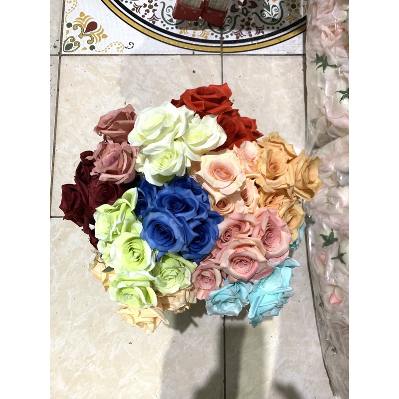 Tangkai Mawar K6 Bludru Import/Bunga Mawar/Artificial/Bunga Palsu/Hiasan/Dekorasi-1