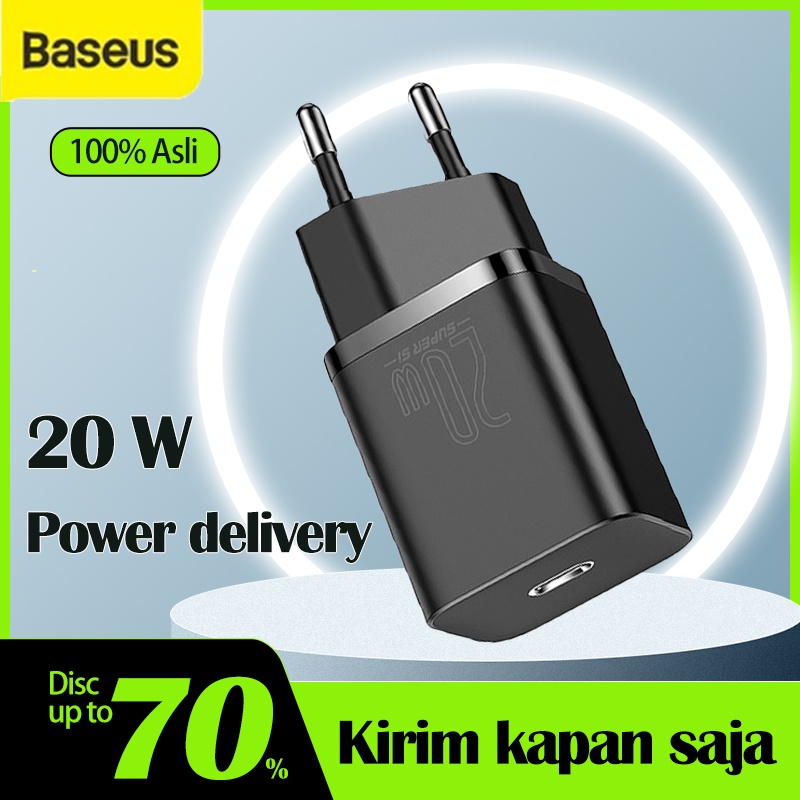 Baseus Mini 20W USB Charger Super Si USB C Type-C Charger For Iphone 12/iPad Kepala Charger Quick Charger /20w Fast Charging Wall Charger Travel Charging/COD Lokal