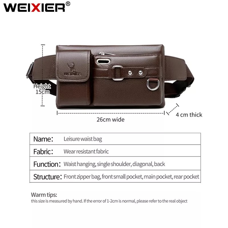 WEIXIER 8117 Tas Selempang Dada Pria Chest Bag Kulit Premium Anti Air