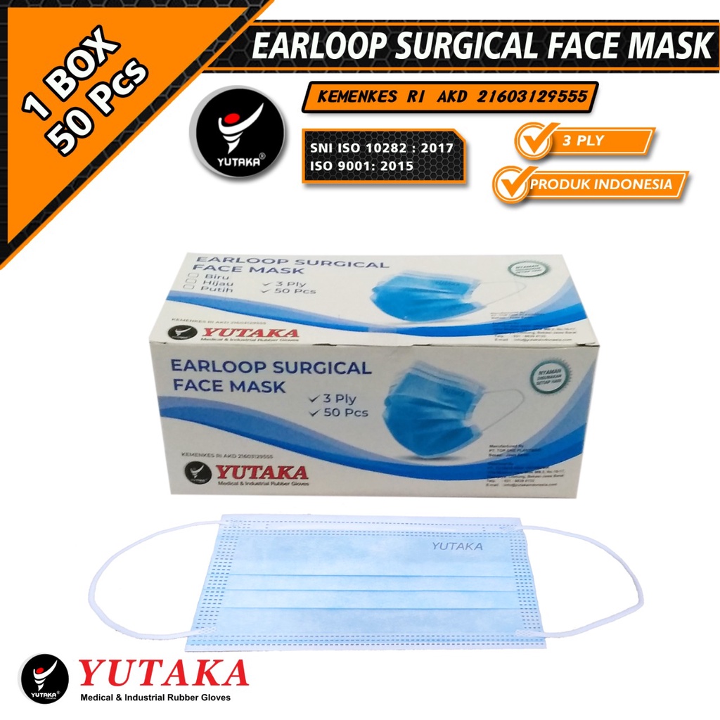 Yutaka Surgical Mask 3ply / Masker Medis Yutaka 3 ply