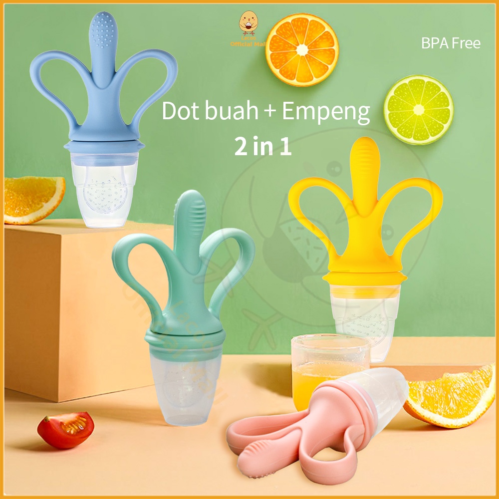 Lacoo Dot empeng buah bayi BPA Free 2 in 1 Baby Fruit Food Feeder Bahan silikon lembut