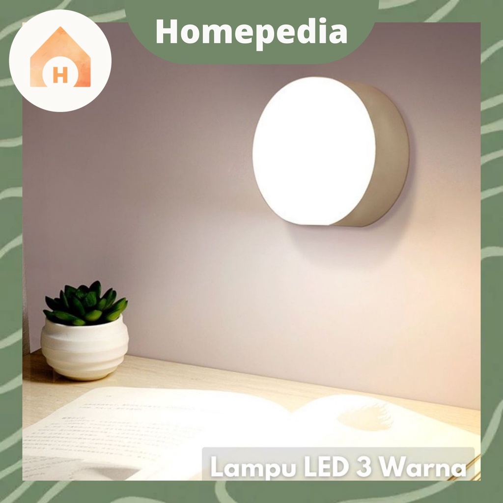 Lampu Magnet LED Tempel Lampu Belajar LED Meja  Aesthetic Bulat Baterai