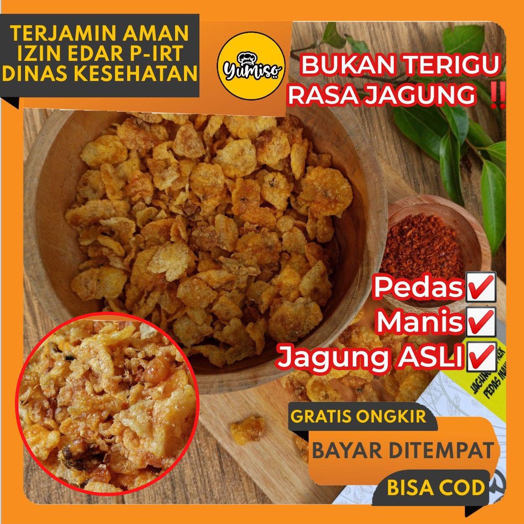 

Yumiso Jagung Geprek Pedas Manis 75g - Cemilan Gurih Keripik Emping Olahan Japing