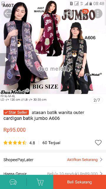 Atasan Batik Wanita Outer Cardigan Batik Jumbo A606