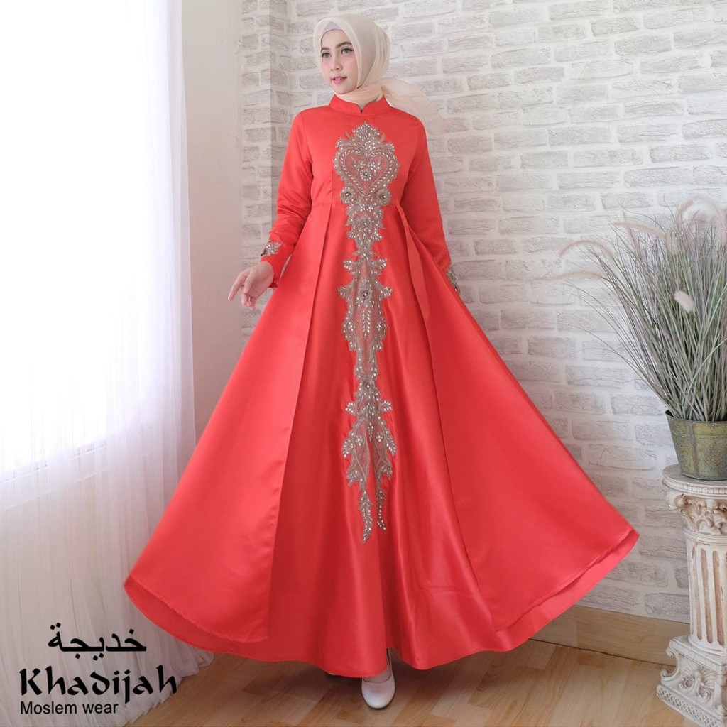 Termewah Gaun Balqis merah by khadijah bin dawood
