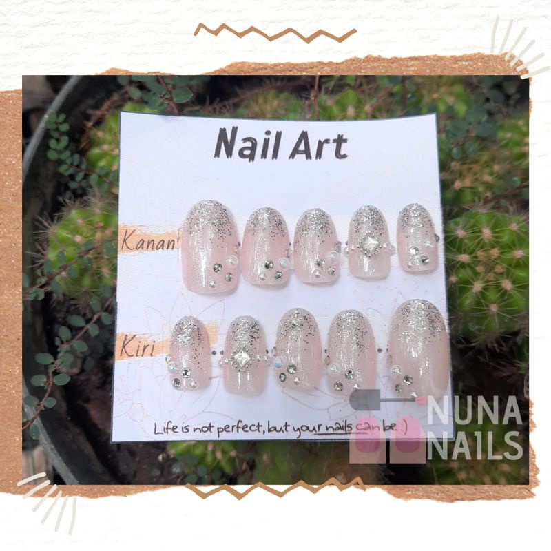 Kuku palsu 3D +lem kupal nail art wedding pengantin murah