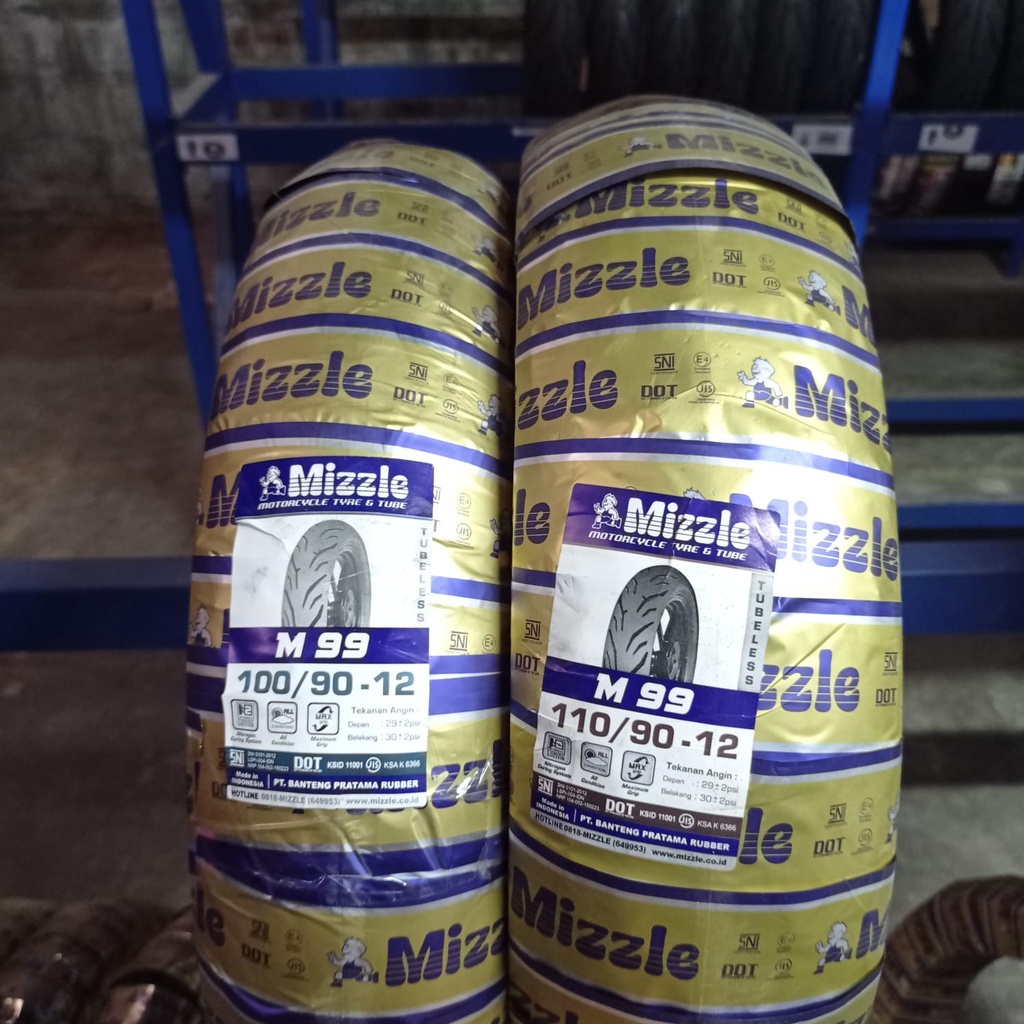 Paket ban motor matic Mizzle M99 100 90 &amp; 110 90 12 Tubeless