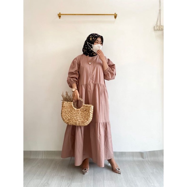 QIMORA DRESS | PAKAIAN WANITA KOREA CEWEK CEWE POPLIN