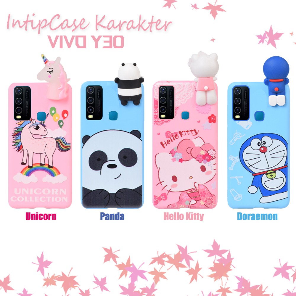 3D Case Intip Vivo Y30 Softcase Karakter Doraemon Panda